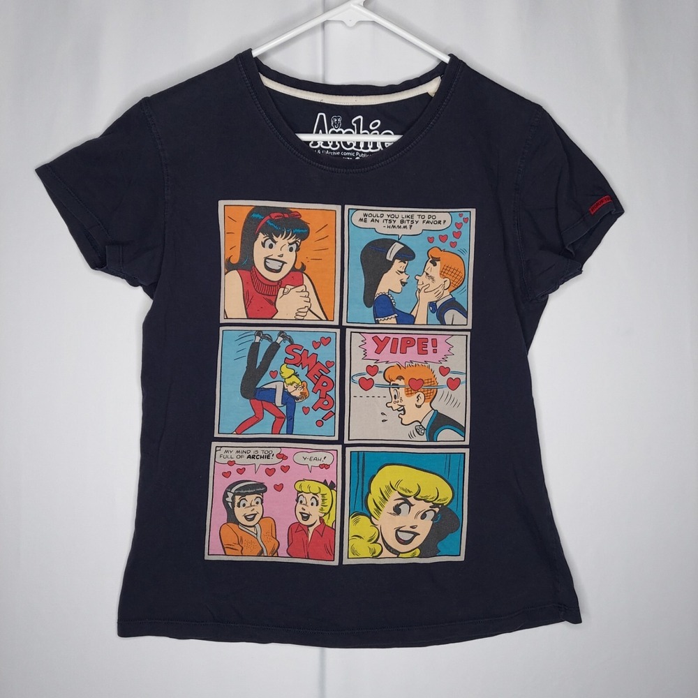 Archie‎ Status Quo T-Shirt Women XL Jr Blk Multicolor Comic Graphic Short Sleeve